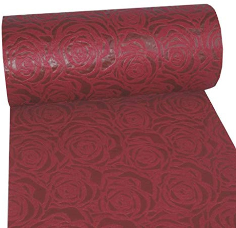 Dekoflor Tischband Tischläufer Tischdeko einzigartiges Rosen Design (Wasserfest, Lotuseffekt, samtige Oberfläche, 5 m Rolle, 30 cm Breite, 100% Nylon), Bordeaux