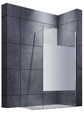 SONNI Duschtrennwand 90x200 cm Teilsatiniert Walk in Duschwand mit einstellbar Stabilisator (70-120 cm)