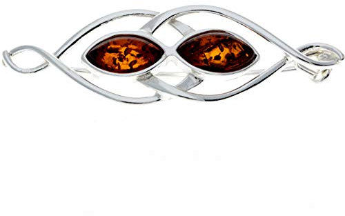 Brosche aus echtem baltischen Bernstein und Sterlingsilber – M810, Sterlingsilber, Bernstein