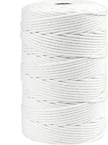 G2PLUS White Macrame Cotton Rope Cord 3MM Craft Cotton Twine String, 200M Durable Bakers Twine for DIY Crafts and Handmade Arts (White)