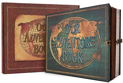 JIMBON Fotoalbum zum Selbstgestalten, Unser Abenteuerbuch Handgemachte Fotobücher DIY Scrapbook Groß Mit 180 Seiten, Scrapbook-Album Für Familien Hochzeit (25 * 20cm) (Green)