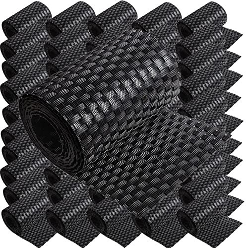50 x Poly-Rattan Sichtschutzstreifen für Doppelstabzaun Doppelstab Matten Flechtzaun 19|255 cm Schwarz
