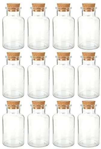 Schramm® Gewürzgläser 300ml rund wählbar 6, 12 oder 24 Stück 14 x 6,8 cm mit Kork Verschluss inkl. Etiketten verschiedene Anzahl wählbar Aufbewahrungsgläser, Größe:12 Stück
