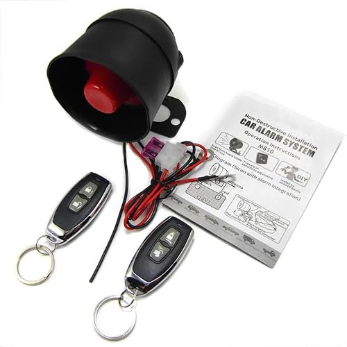 TOTMOX Système d'alarme de Voiture avec télécommande, antivol 120dB 6 Tons 7 Niveaux de sensibilité, Haut-Parleur d'alarme Universel 12V Protection de sécurité