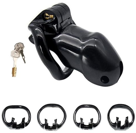 BDSMYEE Gabbia Castità Cock Cage con 3 Anelli per il Pene Maschile, Sex Toys Chastity Cage Pene Sexytoysys Coppia, Giocattoli Sessuali Fetish SM Bondage per Uomo (Nero, Lungo)