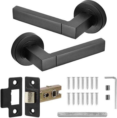 Decoranddecor Lumina Matt Black Internal Door Handles – Aluminium Handle Sets for Interior Doors – Sleek Design with Mortice Latch for Homes and Offices