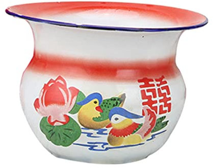 CIYODO 1stück Vintage Nachttopf Emaille Klassische Spuckschale Für Erwachsene Und Senioren Tragbare Urinpfanne Für Bequemes Reisen Retro Design Mit Rutschfester Basis