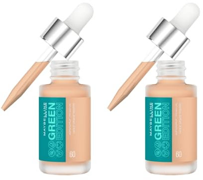 2 x Maybelline New York Green Edition Superdrop Tinted Oil Foundation 20ml - Shade 60