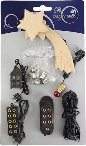 FADEDA 11 tarjetas de accesorios eléctricos, LED/altura: 24 cm, pintadas a mano, figuras de belén detalladas, decoración de mesa de Navidad, accesorios para belén