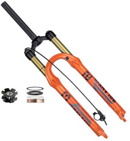 Forche MTB Lega di Magnesio 26 Pollici 27.5 29er, Mountain Bike 1/1-8 Tubo Dritto Sterzo della Bicicletta Forche Pneumatiche 120mm (Colore : Remote Lock, Size : 26 inch)