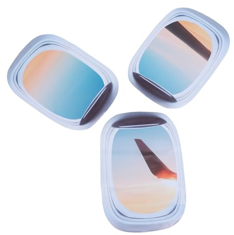 OSALADI 3St Aufkleber Flugzeug Wandtattoos mit Blick auf den Sonnenaufgang gefälschte fenster wandtattoos Wohnkultur Wandtattoo Planeten landschaft wandbild dreidimensional schmücken