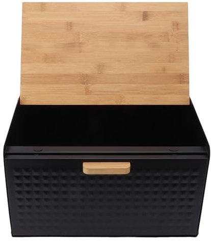 XHTLLO Portapane in Legno, Contenitore Vintage Per Carichi Pesanti, di Grande Capacità, Per Piano di Lavoro della Cucina(Nero)