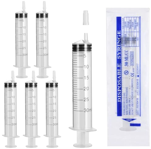 Lot de 6 seringues de colostrum stériles de 30 ml | Seringues jetables pour mesurer scientifiquement les liquides, l'alimentation des animaux domestiques