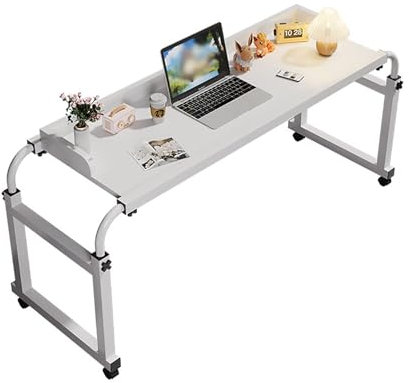 Laptop-Schreibtisch über dem Bett, Tisch über dem Bett, Verstellbarer Überbetttisch mit Rädern, höhenverstellbarer Computertisch for das Wohnzimmer(Size:140x45cm)