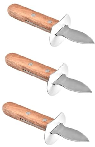 Cabilock 3 Stk Austernmesser Aus Edelstahl Werkzeug Für Schalentiere Muschellöser Rutschfestes Austernmesser Schalentieröffner Austernschneider Meeresfrüchte- Schalenmesser Holz