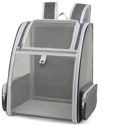 Haipky Ventilated Cats Dogs Rabbits Carrier Backpack for Small Pets and Puppies – Perfect for Outdoor Adventures and Vet Visits, Ultimate Comfort On-the-Go, Grey