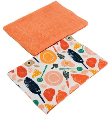 Maisonette Pan-Design Küchentücher (40x60 cm, 2er-Pack) - 100% Baumwolle Spüllappen & Geschirrtücher - Digital Bedruckte & Farbenfrohe Handtücher