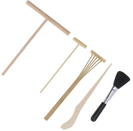 ifundom 5pc Japanese Style Tooth Rake Set Mini Garden Rakes for Microlandschaft Zen