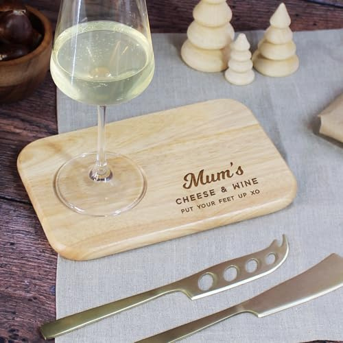 eBuyGB Personalised Wine & Cheese Serving Board, Charcuterie Board, Wooden Cheese Platter