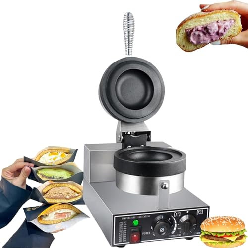 SAIYERUS Macchina per Hamburger Elettrica, Pressa per Hamburger Antiaderente, Macchina per Hamburger per Gelato, Pressa per Panini Commerciale da 1200W per Uso Domestico e Commerciale,220V