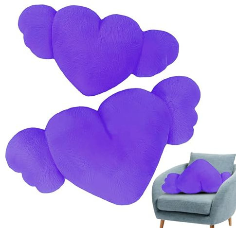 Poggiatesta per auto a forma di cuore cuscino per il collo a forma di cuore per auto 2 cuscini per poggiatesta per auto a forma di cuore con ali - Poggiatesta per letto, divano