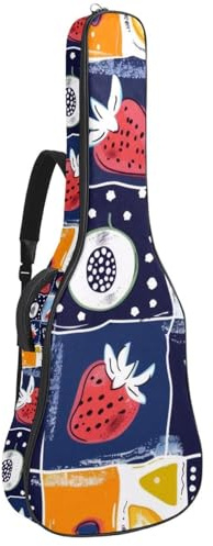 Gitarrentasche in voller Größe, wasserdichte Gitarren-Abdeckung, Tragetasche für akustische klassische E-Gitarren, bunte Blumen, tropisches Blättermuster, Mehrfarbig 04, 42.9x16.9x4.7 in, Lässiger