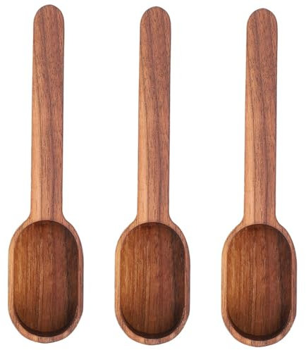 DECHOUS 3 Pcs Unique Wooden Tablespoon Walnut Wood Measuring Spoon for Safe Non-Scratch Design for Foodies