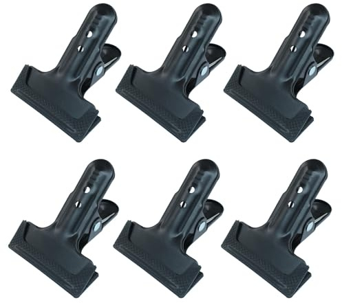 Jiozermi 6 Pack Heavy Duty Spring Clamps, Black Metal Clips Rubber Hinge Clips for Photography Background Stands, Woodworking & Home Improvement Projects