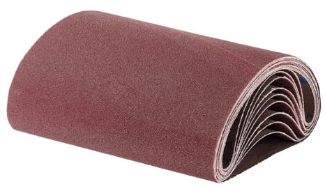QUARKZMAN 10Pcs De Bandas De Lijado De 8 X 19 Grano 80 Óxido De Aluminio Papel De Lijado Abrasivo Para Pulido Y Desbaste De Metal Y Madera, Color Marrón Rojizo