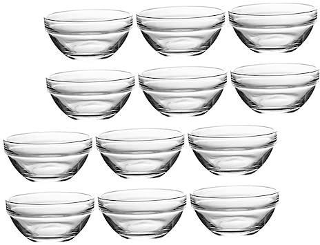 CHICAMPERA 12pcs Glass Pudding Bowls Set 6cm Small Heat-Resistant Food Bowls Multi-Function Dessert Containers Kitchen Serving Glass for Jelly and Snacks