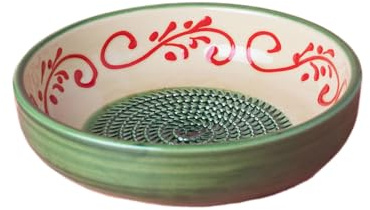 Beamel Home Plato Rallador Cerámica Hecho A Mano Diseño Decorativo Utensilio Cocina Arte Funcional Vajilla Artesanal (Alhambra, Grande)