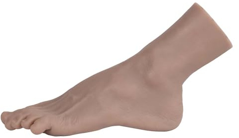 Vnmcry Silikon Füße Modell Realistische Lebensgröße Weiche Damen & Herren Mannequin für Schuhanzeige, Socke & Schmuck Display Fußfetisch (Männliche Linker Fuß 24 cm 42 EU, Hellschwarz)