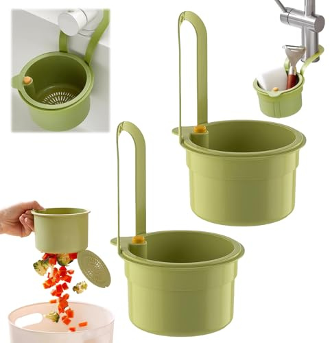 2 StüCk Sieb FüR SpüLbecken, AbtropfbehäLter SpüLe Aufbewahrungskorb FüR KüChenabflüSse, Wasserhahn-AufhäNger, Keine Unordnung, Zum Reinigen/AufräUmen In Der KüChe (GrüN)