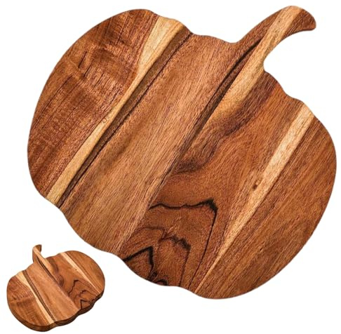 Planche à découper en bois en forme de citrouille – Plateau de service en bois en forme de citrouille, planches à découper de cuisine avec poignée, pour hacher la viande, les légumes