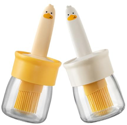 FUNNETOYU 2 Piezas Botella Dispensadora de Aceite con Brocha de Silicona Transparente Resistente y Versátil para Cocina Barbacoa Repostería y Restaurante