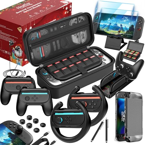 HEYSTOP Switch 2 Kits de Accesorios para Nintendo Switch 2 Consola,Funda para Nintendo Switch 2 Paquete Accesorios con Protector Pantalla Switch 2,Carcasa Switch 2,Case JoyCon Grip,Cargador JoyCon