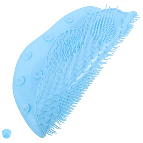 DONFAMDS Anti-Slip Bathroom Shower Foot Mat with Suction Cups, Blue Back Scrubber for Massage and Exfoliation, Non-Slip Bath Mat Suitable for Home Shower and Bathing Use