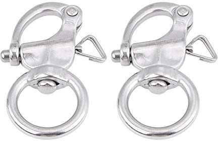 PxQuerantic 2 Stück Edelstahl 316 Snap Schäkel, Rundring Verschluss mit Drehgelenk, Korrosionsbeständig für Kamera Gurt und Bootszubehör (25 * 76mm)