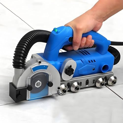 Elektrische Fugenreinigungsmaschine (9000 U/min) Mit Stützrolle, 1200 W tragbares Fugenreinigungsgerät mit Staubabsaugung und Zubehör zur Entfernung von altem Zement und Dichtungsmasse(B)