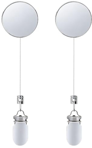 Toyvian 2pcs Retractable Towel Holder Clips with Heavy Duty Metal Clamps and Stainless Steel Cable No-Drill Self-Adhesive Hooks for Kitchen Bathroom Cabinet and Outdoor Hanging
