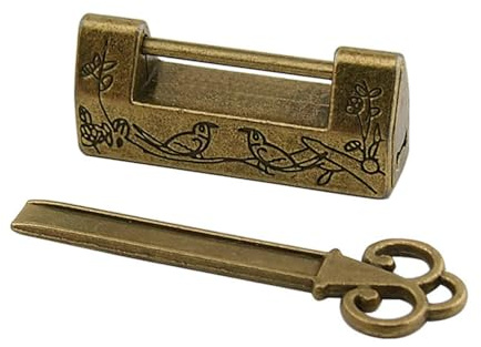 VOSAREA Retro Jewelry Box Latches Antique Clip Clasp with Engraved Bird and Flower Pattern Mini Alloy Padlock for Jewellery Box Storage Drawer Gift Suitcase