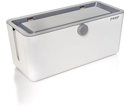 Reer 78020 CableGuard Kabelbox - kindersicheres Kabelmanagement für Kabel und Mehrfachsteckdosen, weiß