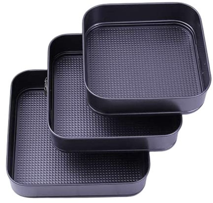 Falytemow Moule à charnière anti-adhésif avec fond amovible 3 pièces de moules à gâteau carrés étanches pour gâteaux au fromage 24 cm, 26 cm, 27,9 cm