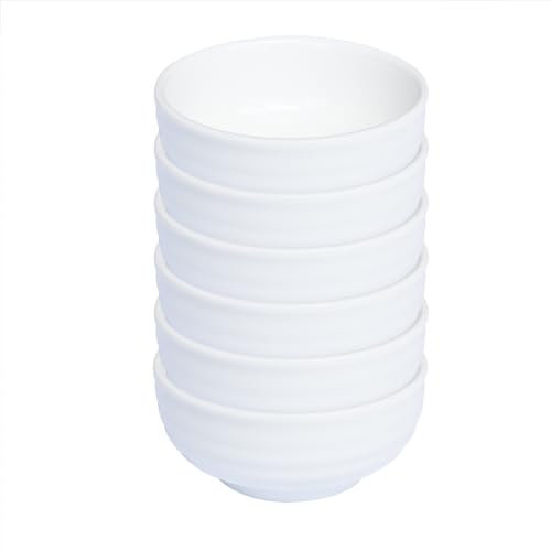 Pirhosigma 6 pcs Bowl Shaped Porcelain Soy Sauce Dish Ceramic Dip Dipping Bowls White Palette for Dinner Baking BBQ and Cooking