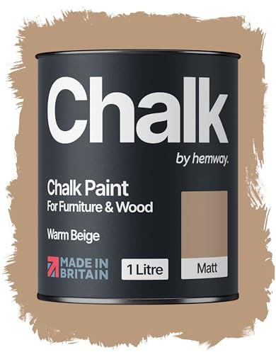 Hemway Chalk Paint Warm Beige 1L, Matt Finish Shabby Chic | Furniture Paint, Chalk Furniture & Walls, Quick Dry & 1 Coat