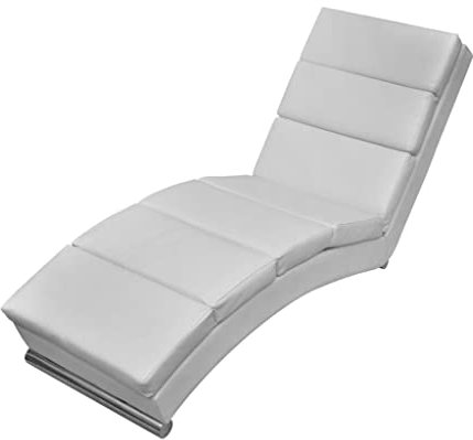 Relaxliege mit rückenlehne liegestuhl Wohnzimmer Ergonomisch Design Liege Relax Holiday Loungesessel Liege Modernem Liegesessel 154 x 52,5 x 72 cm Weiß Kunstleder
