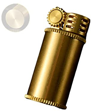 Kompaktes Vintage Kerosin Feuerzeug Öl Nachfüllbar Messing Schleifscheibe Feuerzeug, Zylinder Reines Kupfer Rauchen Geschenk für Männer (Ohne Benzin Verkauft),Medium(Length35mm)