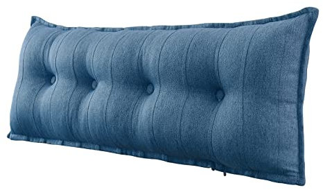 Johnear Rückenkissen für Sofa Bett Rückenlehne Großes Leinen Bücherkissen Lesekissen Lendenkissen für Couch Kopfteil Kopfkissen Wandkissen Beinkissen (blau, 120 x 8 x 50 cm)
