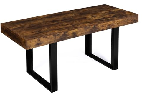 IDMarket - Mesa de comedor rectangular extensible PHOENIX 4-8 personas Madera efecto antiguo y negro 160-200 cm