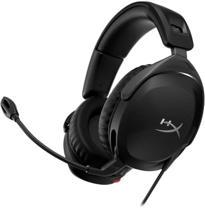HyperX Cloud Stinger 2 – Wired PC Gaming Headset with Mic Noise Cancelling Over-Ear DTS Headphone:X Spatial Audio 50mm Drivers Swivel-to-mute Premium Leatherette for Windows Desktop, Black (Renewed)